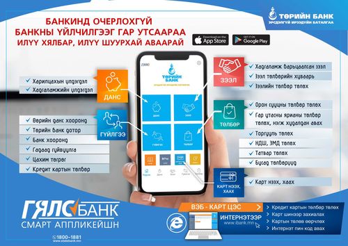 Банкны үйлчилгээг цахимаар аваарай